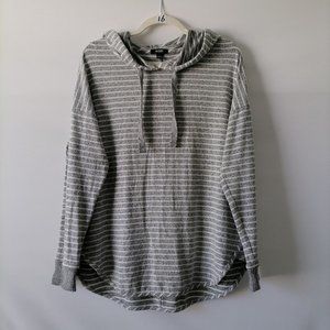 Alfani Intimates Womens Gray Striped Long Sleeve Pullover Lounge Wear Hoodie L